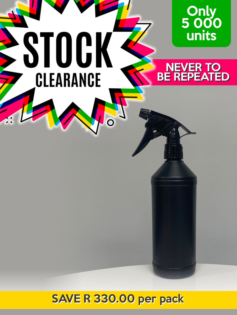 750ml Conical 28mm Bottle BLACK - Clearance (Pack of 100 units)