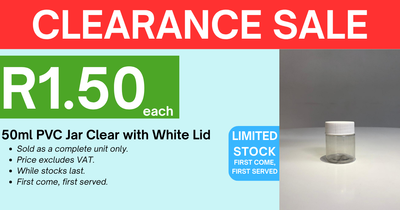 50ml PVC Jar - Clear with 38mm Lid - White