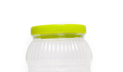 Clear PET plastic bottles in a range of sizes on a PackNet warehouse shelf