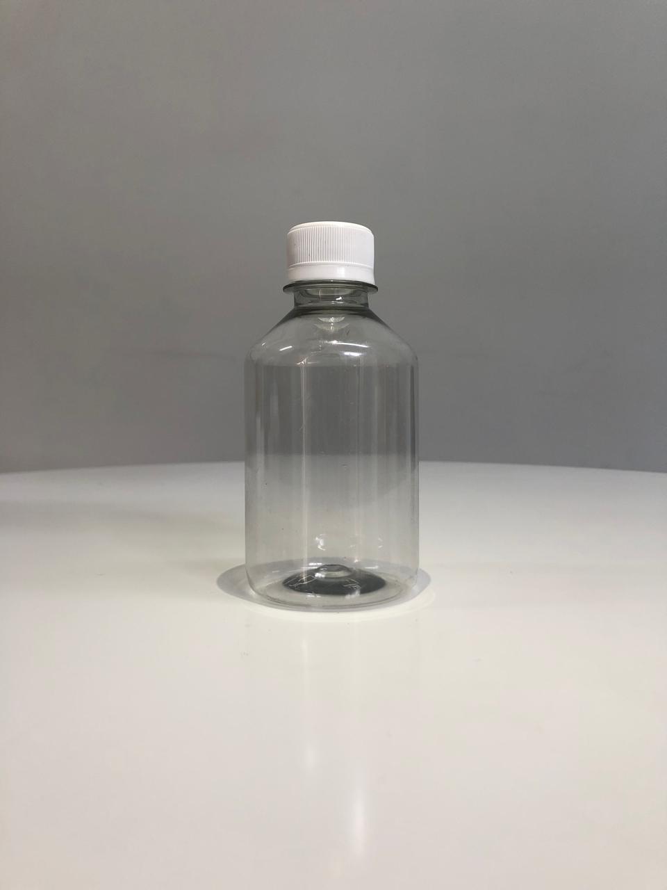 250ml PET Special Squat Bottle - Clear with 28mm PCO Cap - White (Pack of 100 units)