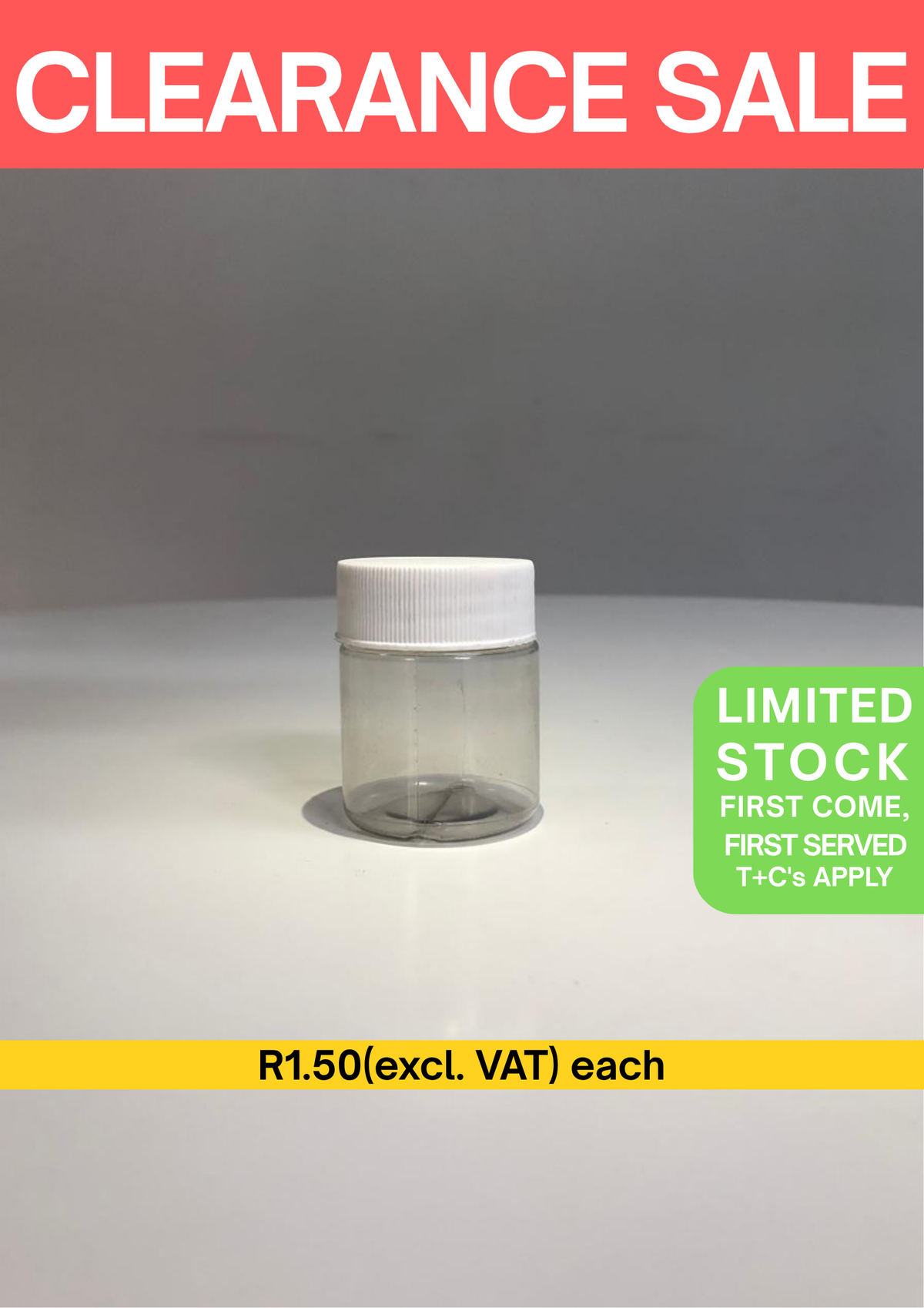 50ml PVC Jar - Clear with 38mm Lid - White
