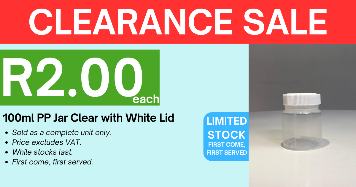100ml PP Jar - Clear with Lid - White
