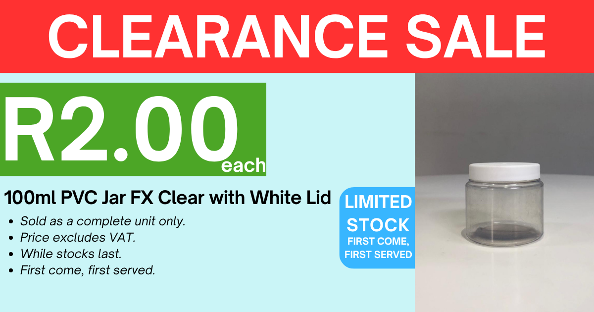 100ml PVC Jar FX - Clear with Lid - White